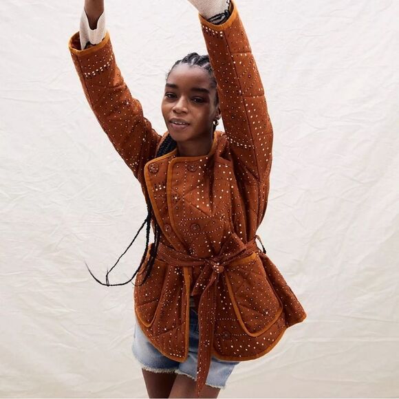 Madewell Quilted Cotton Printed Jacket With Waist Tie Belt Size Small - Picture 11 of 11